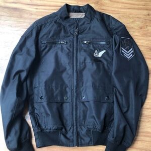 Sean John Black Bomber Jacket with Patch Details